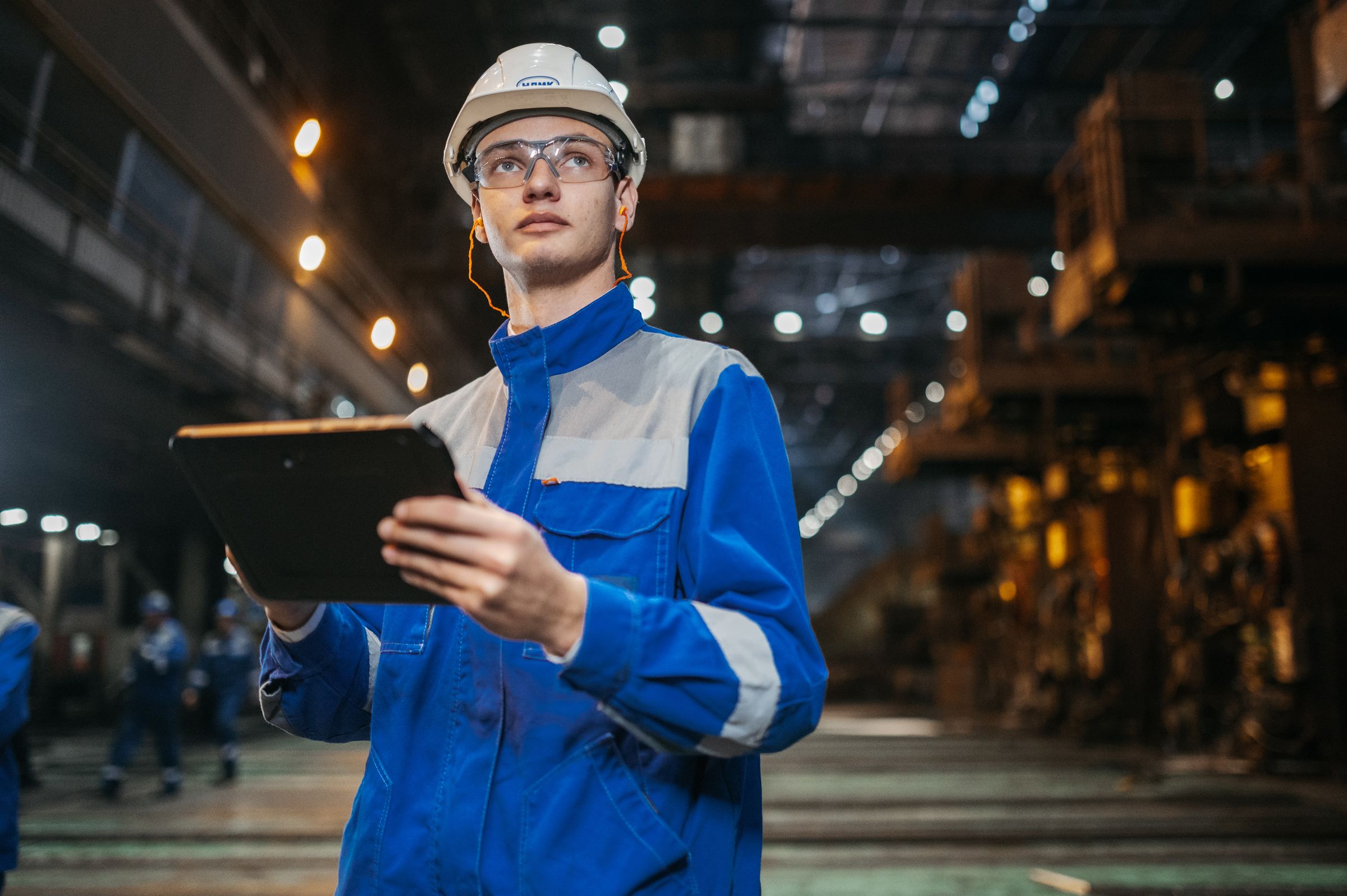 Engineer with a tablet on site