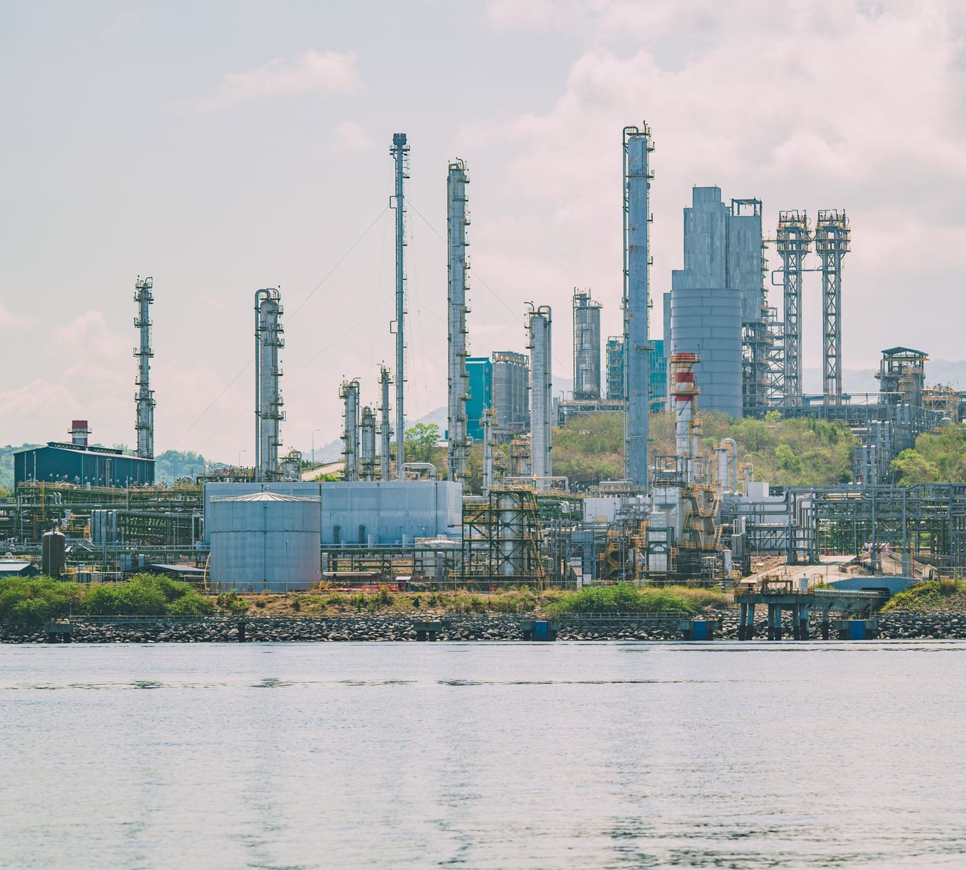 A processing plant on the waterfront